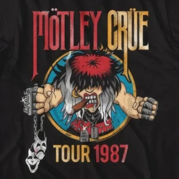 Vintage style Motley Crue Tour 1987 Black Shirts, Trendy Motley Crue Fan tee - Picture 3 of 4